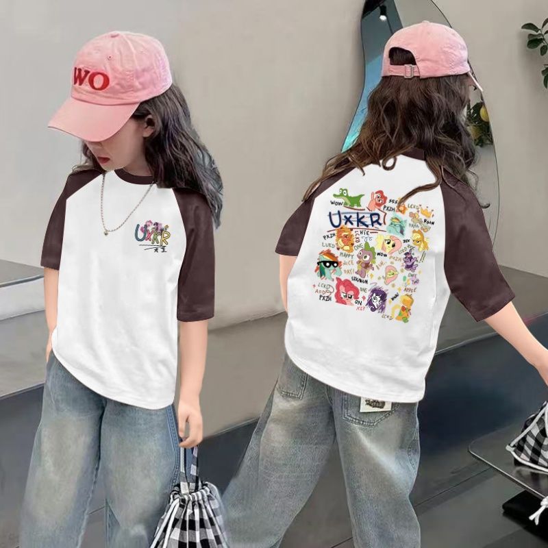 CE26022616女童夏季短袖T恤纯棉2026新款儿童洋气半袖女孩夏装薄款体恤上衣t