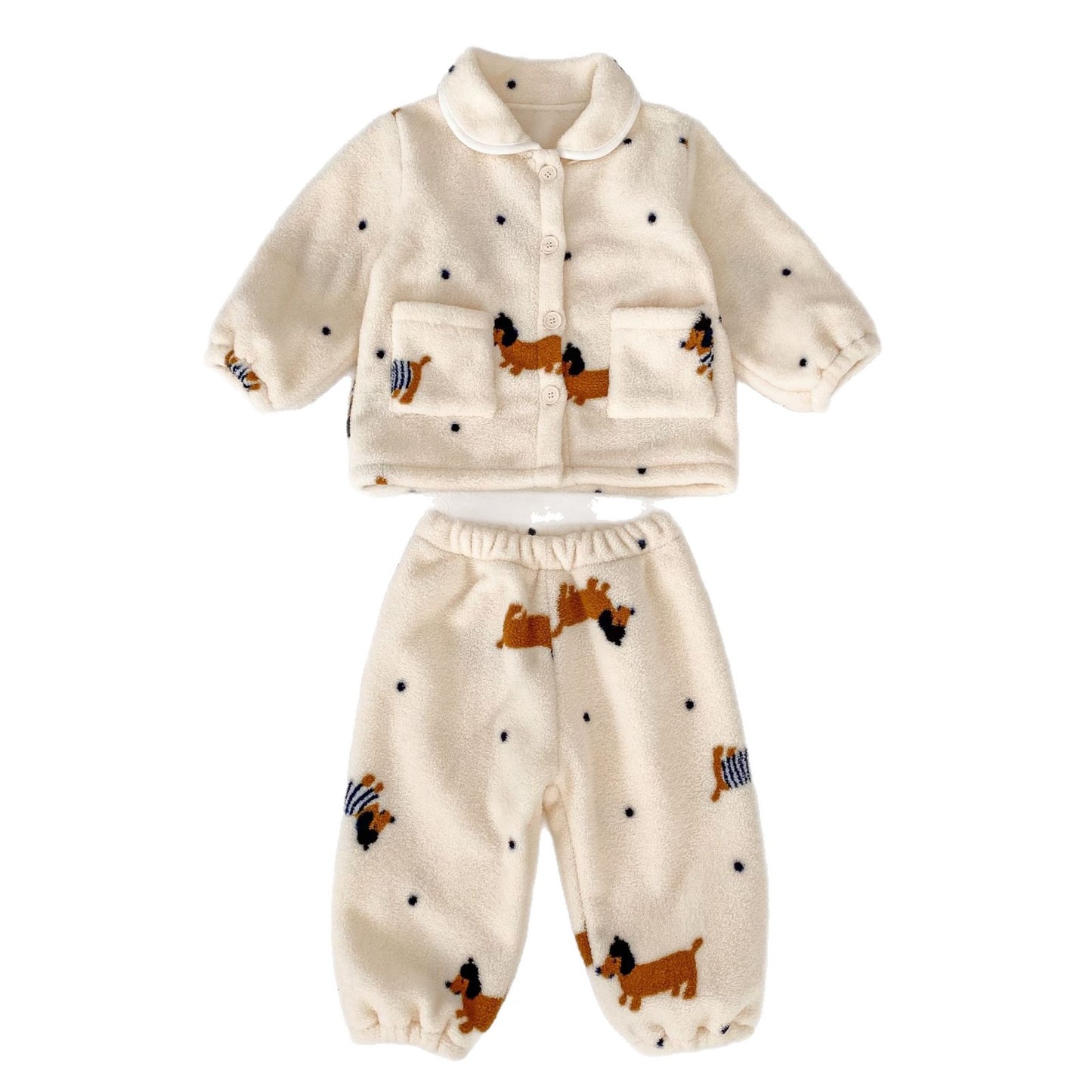 GK25121813冬季男小童加厚套装可爱卡通雪粒绒保暖开衫居家服外穿两件套(➡️2件或2套起,廠商才有出貨)(可以混搭開頭GK商品)