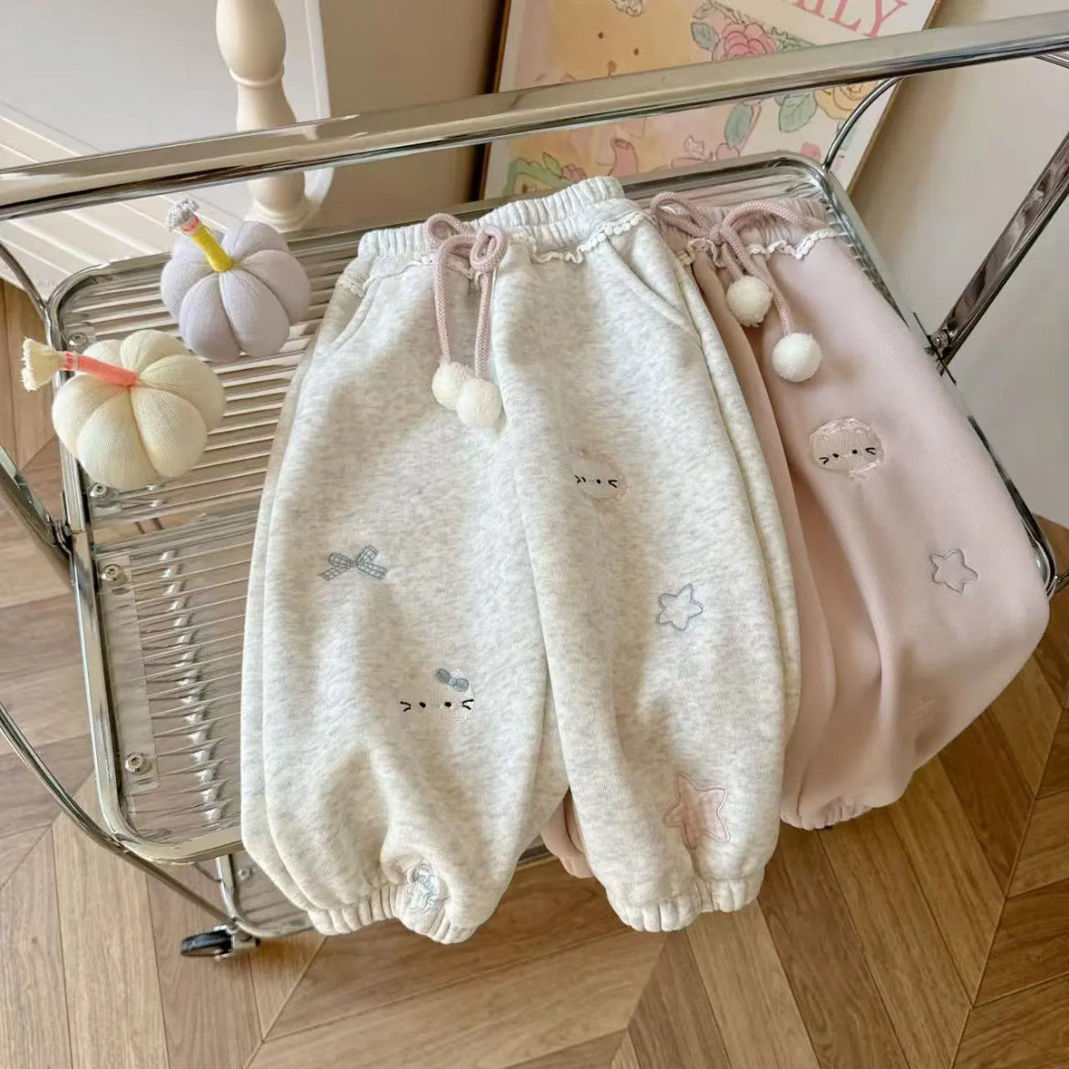 GL25122509女童加絨衛褲2025秋冬新款女寶寶保暖褲子兒童冬裝加厚束腳長褲