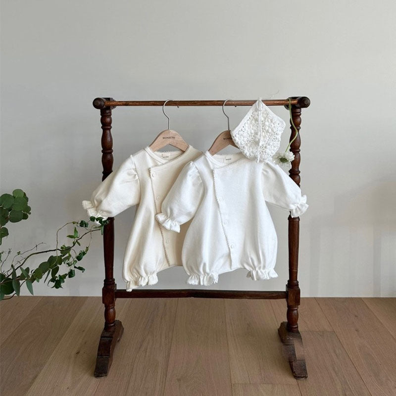 GB25032405韓版春夏嬰幼童衣服純色連身衣外出服洋氣女嬰哈衣ins爬爬服