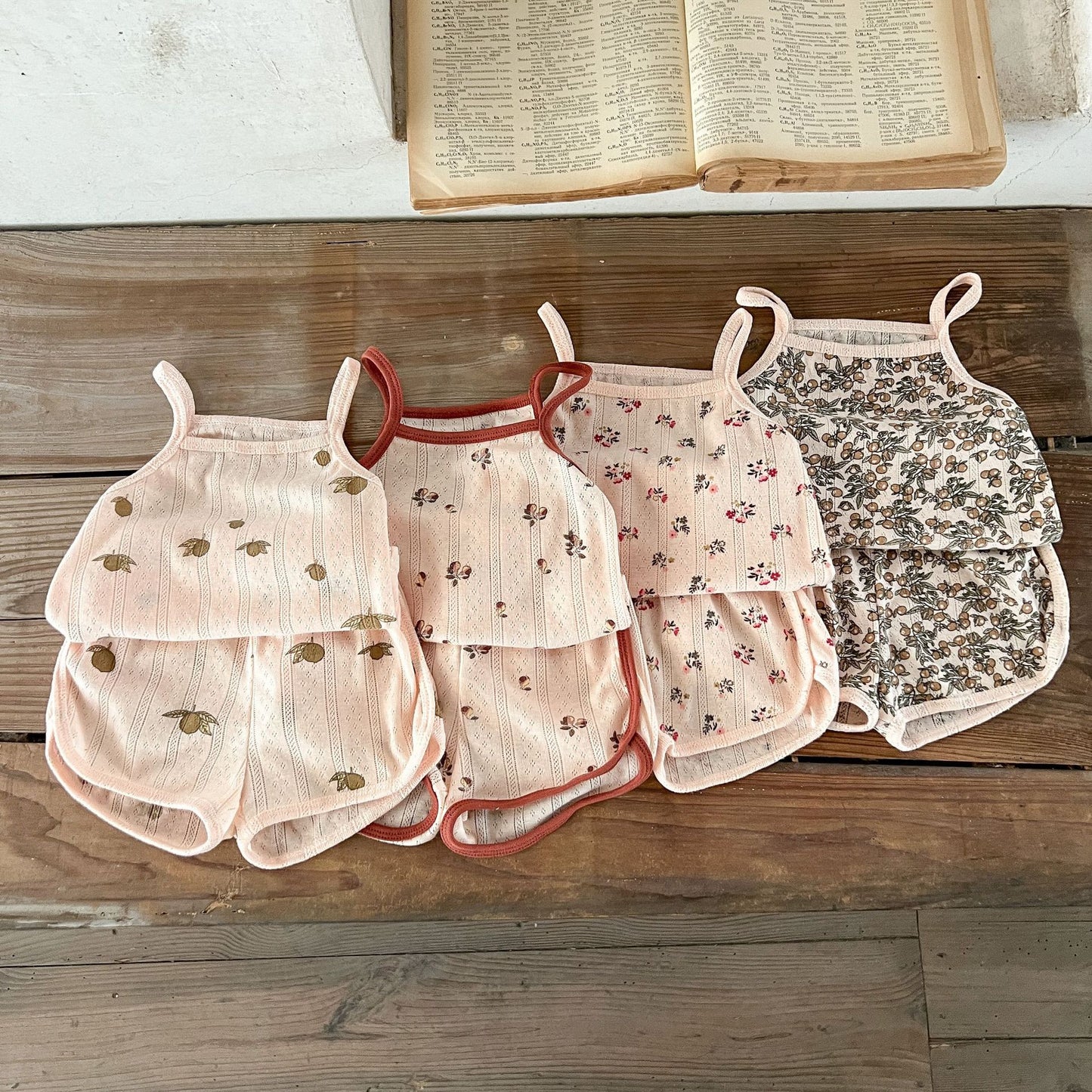 GF26043004 兒童睡衣丹麥風兒童家居服夏季寶寶吊帶睡衣套裝北歐風嬰兒潮