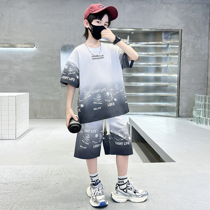 FM26042213男童夏裝套裝夏款2026時尚中大兒童夏季薄款短袖衣服潮酷帥炸街
