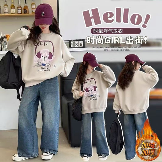 FG25112003兒童裝女童衛衣女孩秋冬季上衣冬季打底新款大童加絨加厚衛衣批發