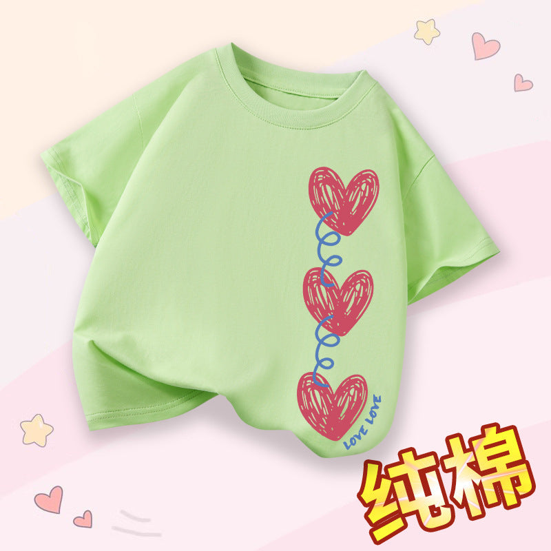 FN26052905女童短袖t卹夏季純棉薄女童衣服2026新款時尚女孩圓領童裝