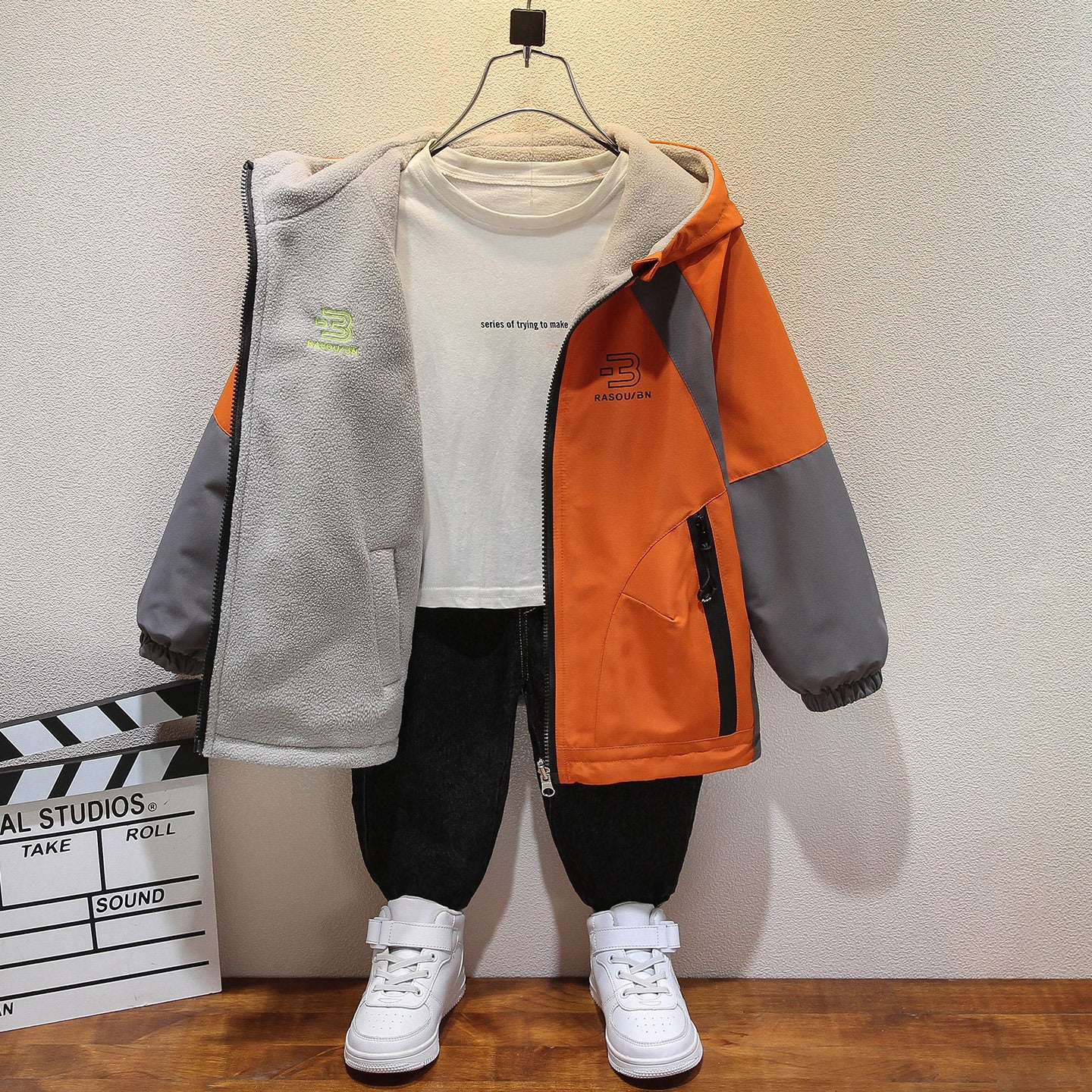 CH25110523男童秋季裙加絨中大童上衣春秋裝風衣雙面穿兒童衝鋒衣