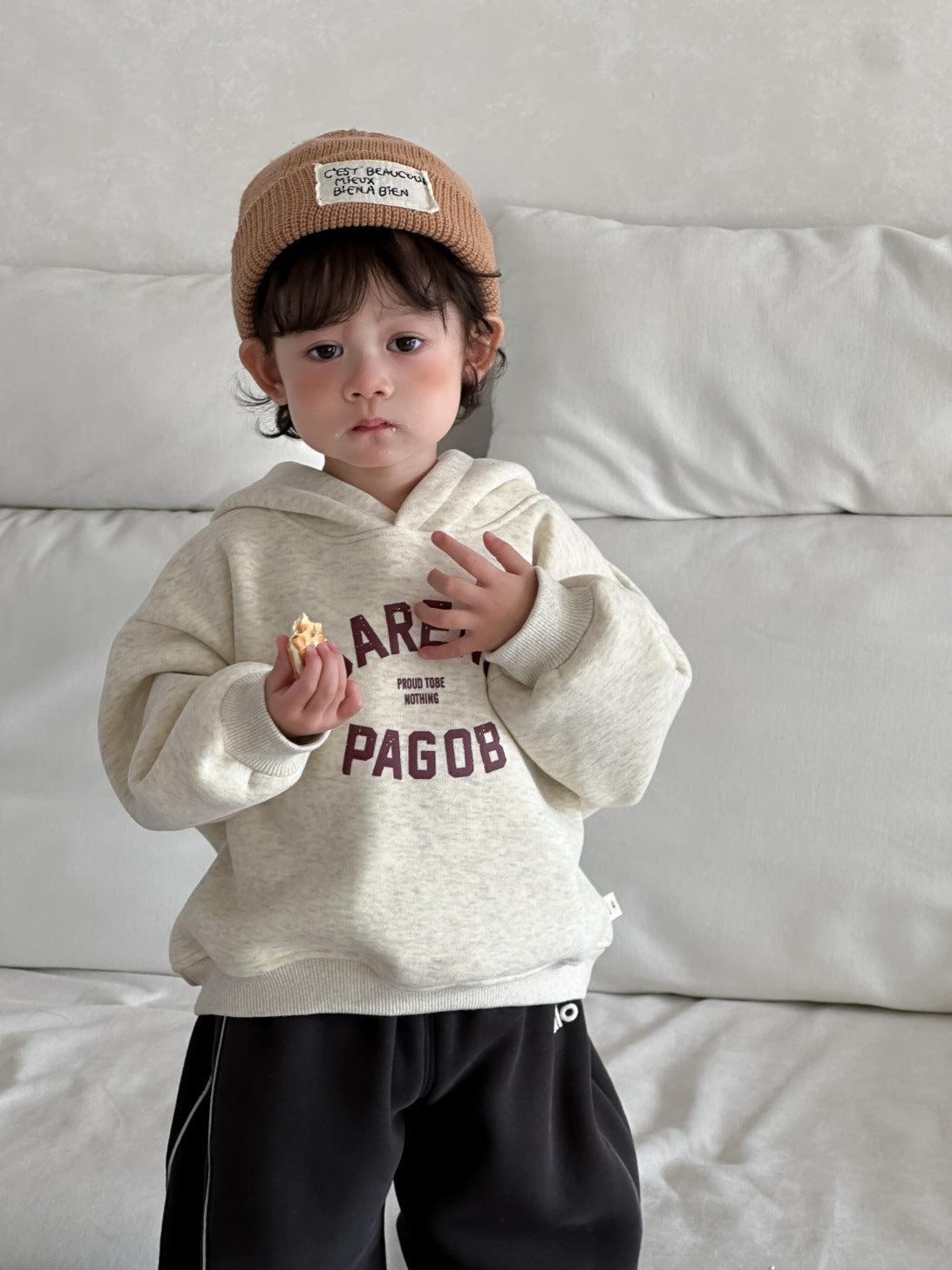 GN26012707兒童連帽衛衣加厚衛褲2025新款冬季韓版童裝寶寶冬裝男童加絨套裝