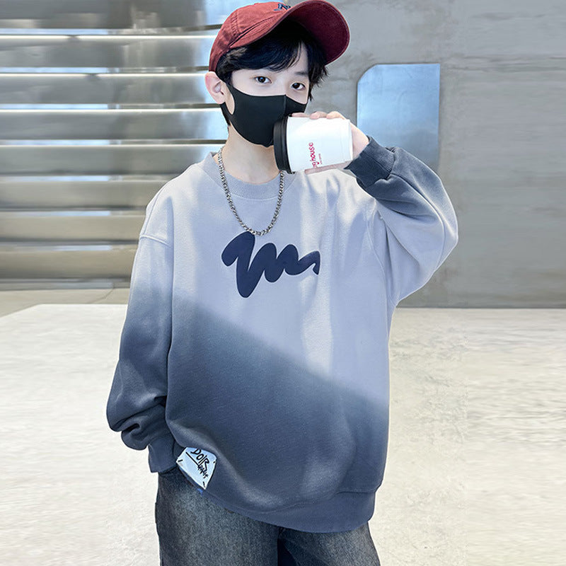 Z25030403男童衛衣長袖秋裝紮染新款字母印花學生帥氣中大童春秋季上衣男孩