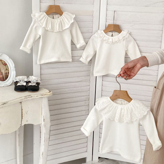 GK25121815春秋新款新生兒打底衫韓版女童純種蕾絲領長袖娃娃衫色打底衣(➡️2件或2套起,廠商才有出貨)(可以混搭開頭GK商品)