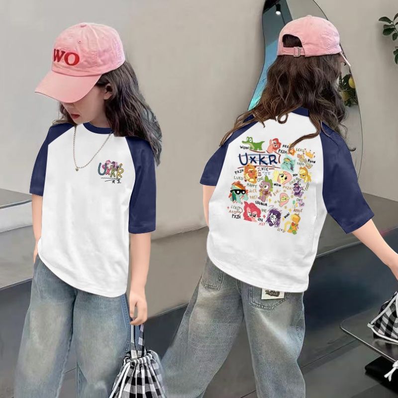 CE26022616女童夏季短袖T恤纯棉2026新款儿童洋气半袖女孩夏装薄款体恤上衣t