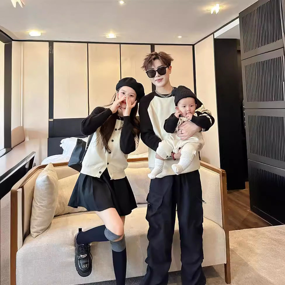 L25120404親子裝媽媽女毛衣裙2025秋冬新款爆款街童裝愛心公主針織時尚開襟衫