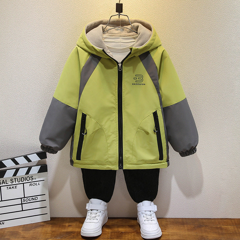 CH25110515男童裝秋冬加絨外套兒童衝鋒衣春秋上衣中大童兩面