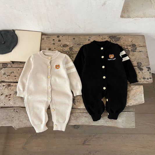 GF25081509  ins韓版男女寶寶純棉毛織卡通刺繡長爬嬰幼童春秋季毛衣連身衣