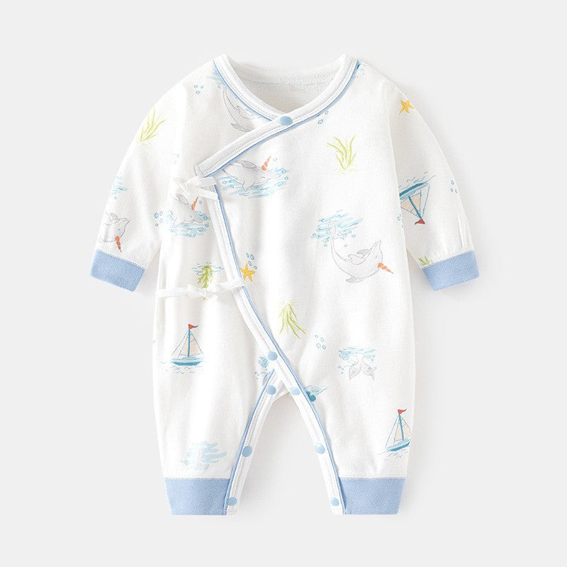 GJ25102116新生兒連身衣嬰兒無骨哈衣春秋純棉初生及尚服爬服男女嬰兒內衣