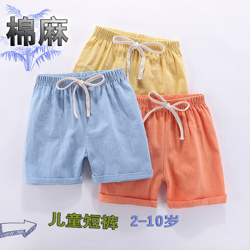 CK26050523兒童短褲純棉夏季薄型男童五分運動休閒家居褲女童小孩寶寶熱褲子(9-12天到貨)