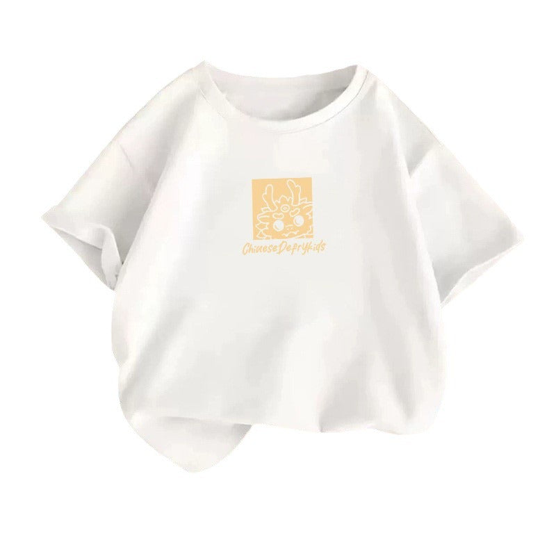 Z25030425多款選配 棉質休閒兒童t恤夏季女童白色短袖打底衫中大童上衣童裝