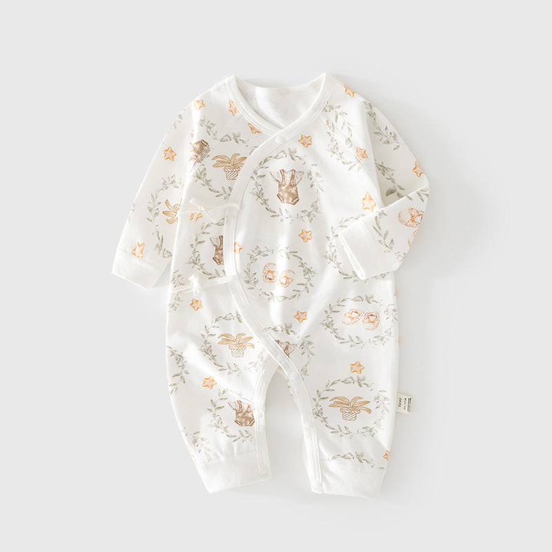 GJ25102118新生兒連身衣秋冬純棉嬰兒蝴蝶衣無骨衣初生及尚服寶寶春秋哈衣