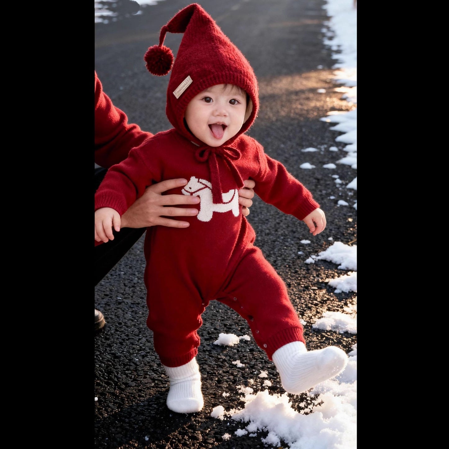 L26010613本命年毛衣親子裝一家三口四口母子母女裝2026年喜慶跨新年拜年服