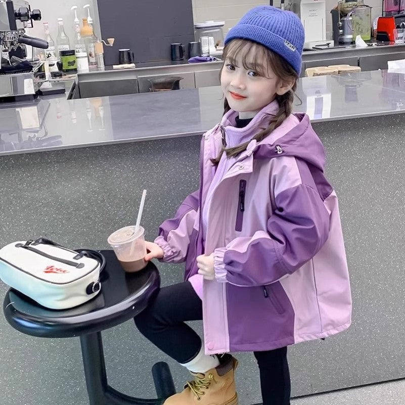 CH25110502女童衝鋒韓系裙秋冬款新款洋氣兒童秋冬裝加厚冬季三合一