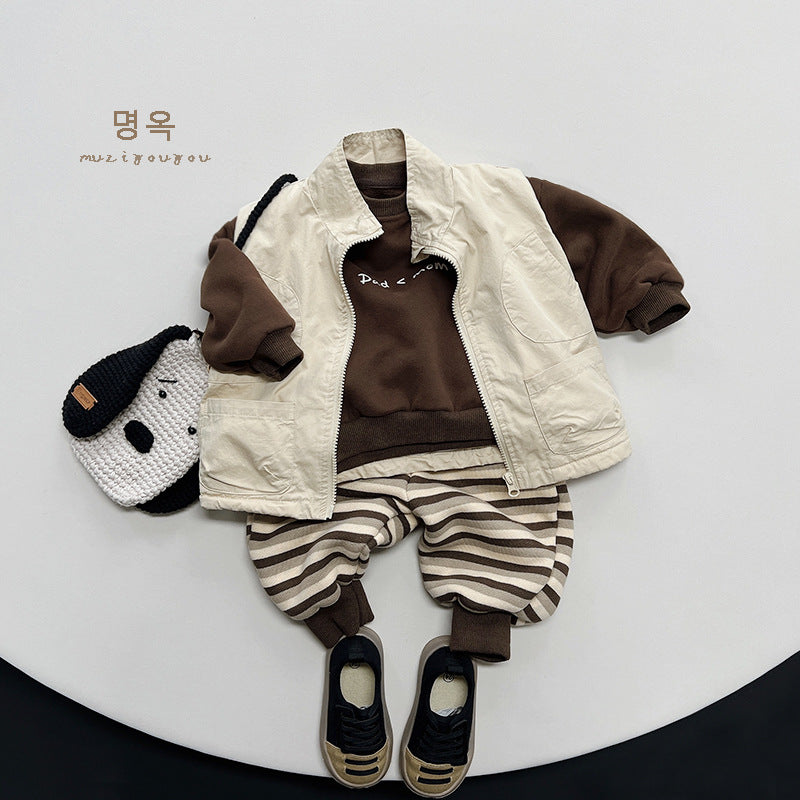 Z23112005原宿風男童工裝馬甲冬季新款中小女寶寶韓版加絨保暖潮酷背心童裝