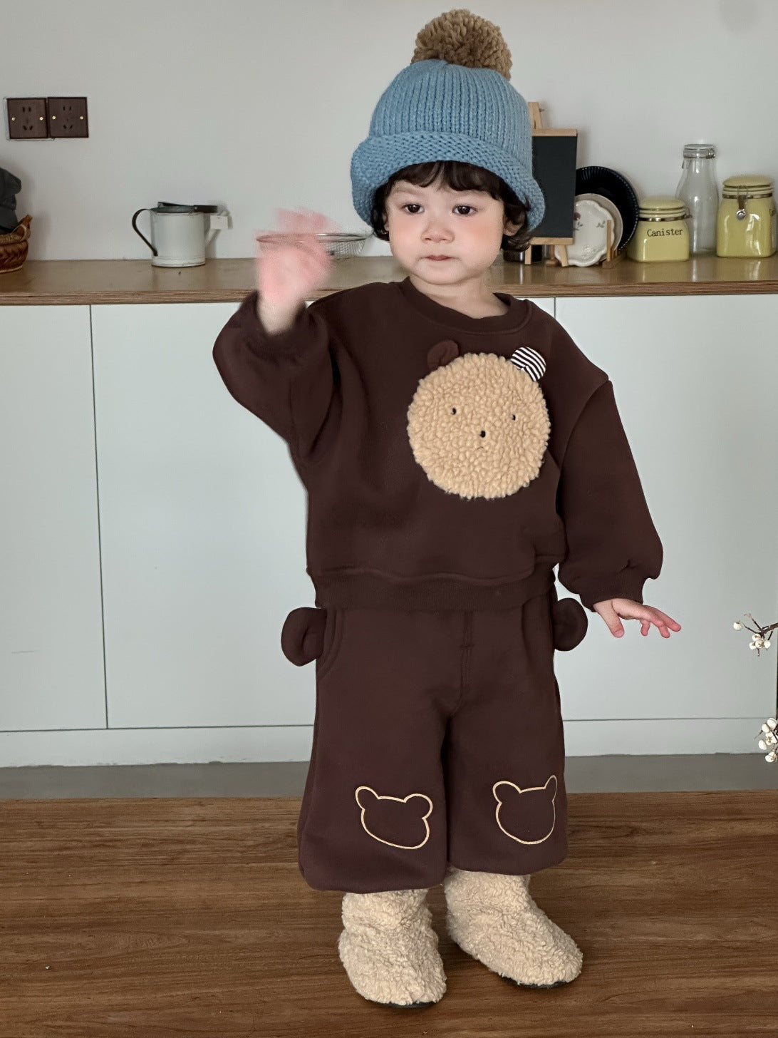 GN26012720兒童服飾2025秋冬新寶寶毛絨馬甲裙韓版童裝男童加厚衛衣套裝