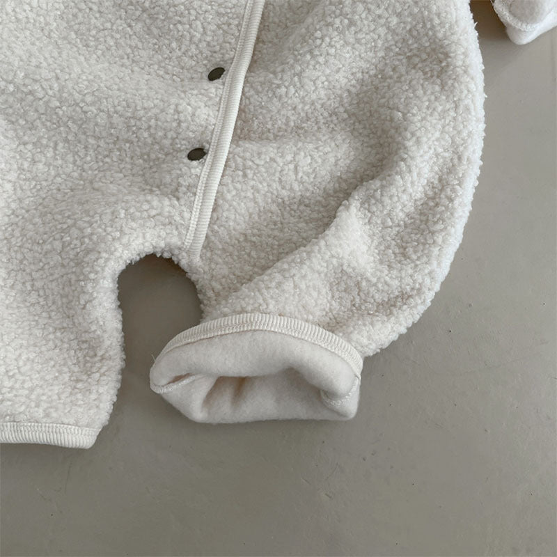 GB25111311韓版童裝寶寶秋冬男嬰幼童柔軟羊羔絨保暖長袖連身衣爬服哈衣