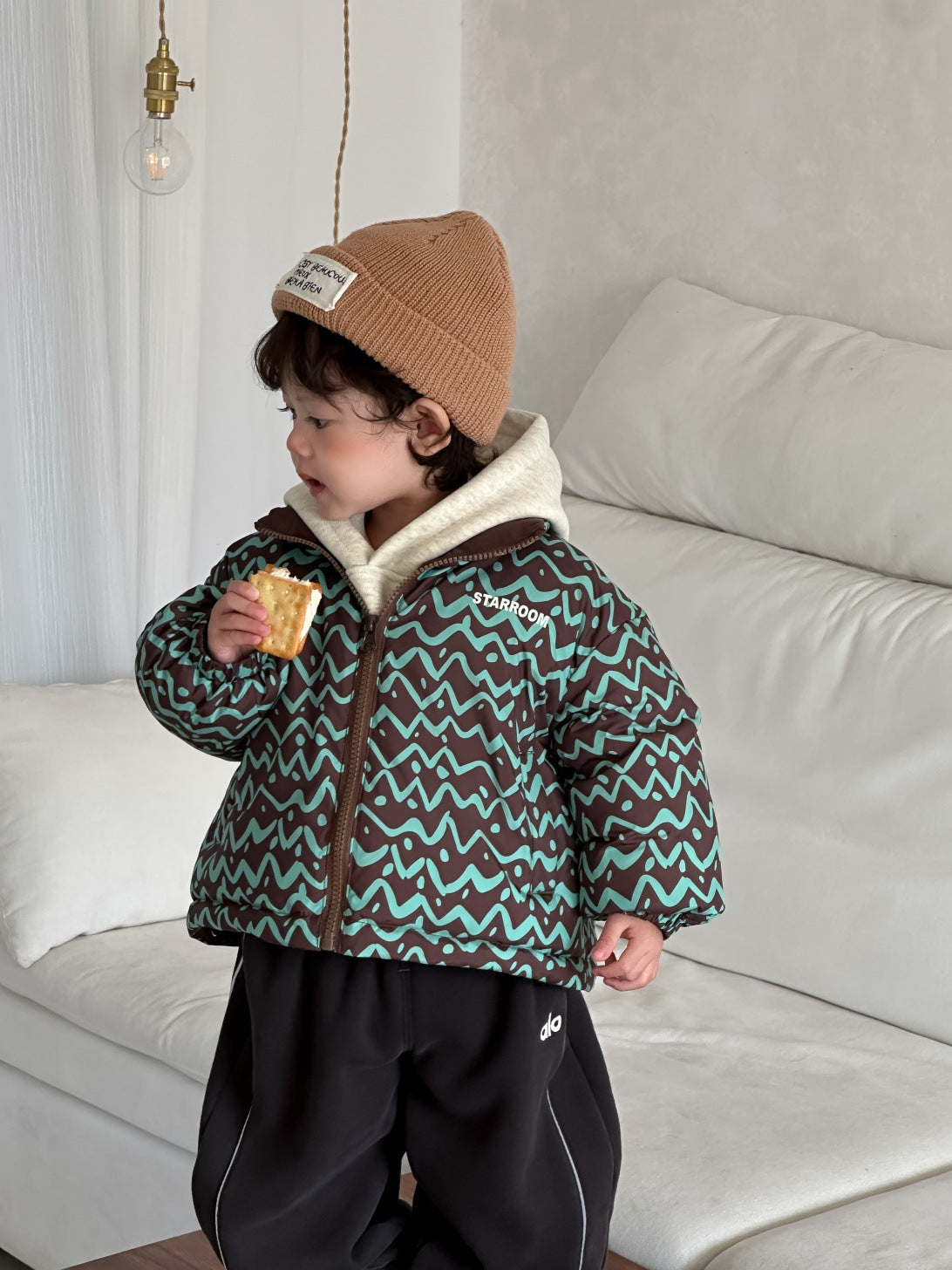 GN26012707兒童連帽衛衣加厚衛褲2025新款冬季韓版童裝寶寶冬裝男童加絨套裝