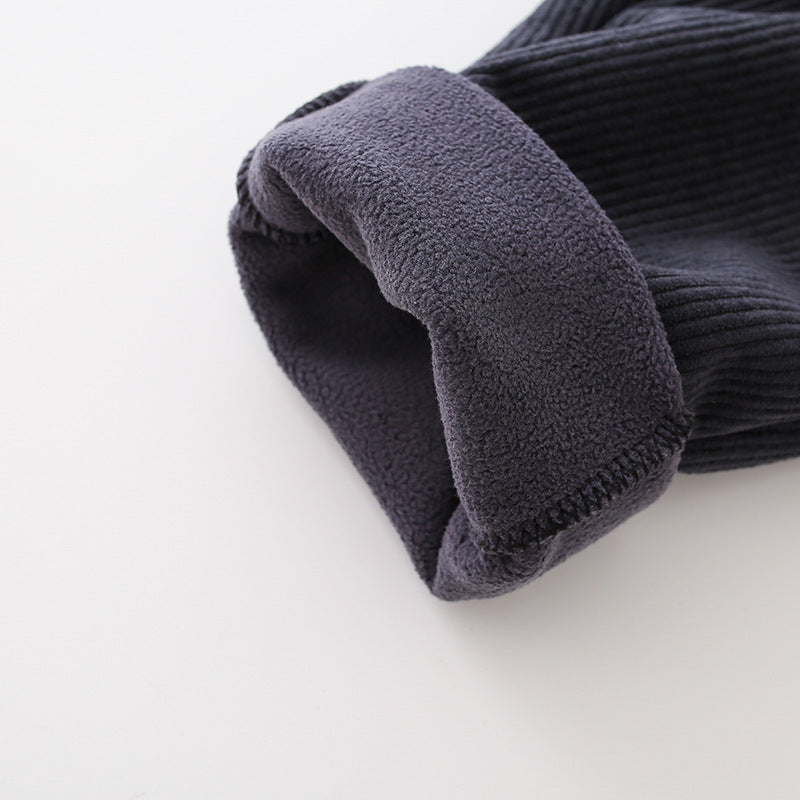 Z26010117男童冬季加絨褲子2025兒童燈芯絨洋氣加厚中小童秋冬一體加絨休閒褲