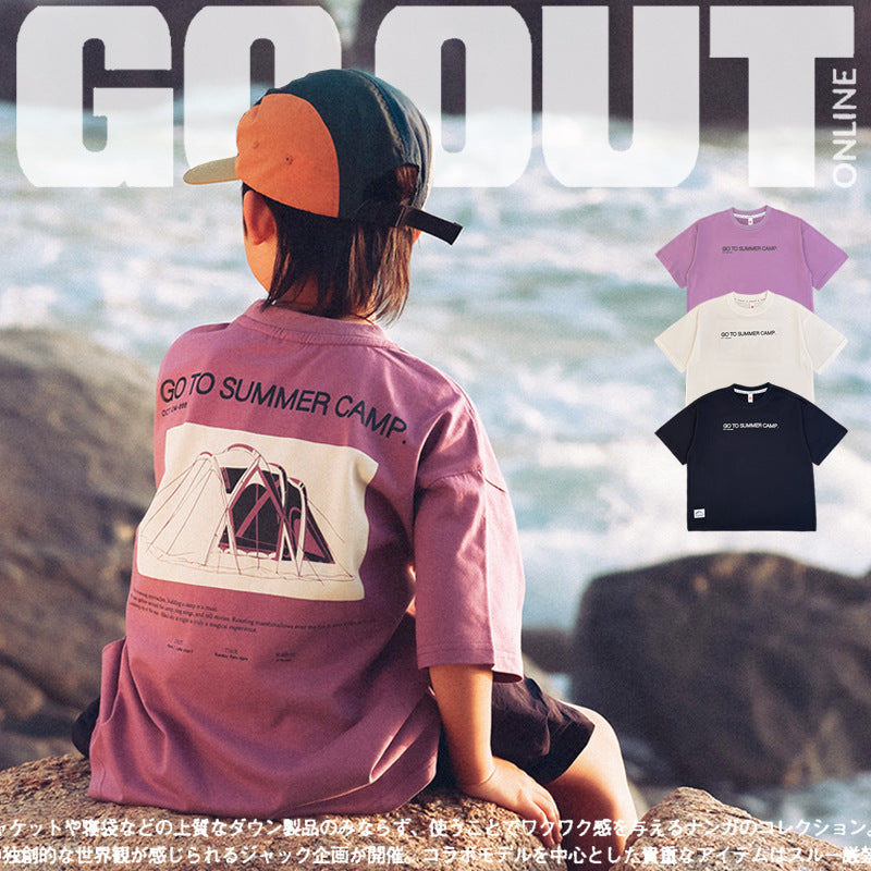 FK26032001山系戶外童裝襯衫夏季新款兒童短袖t男童露營風上衣寶寶棉衣服現貨(FK開頭~需混搭3件~廠商才有出貨哦)(品質很好,請放心購買)