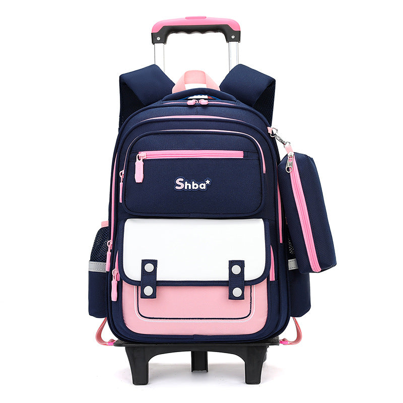 Z25022310亞馬遜跨境新品兒童拉桿書包小學生男女生爬樓梯六輪防水護脊減負