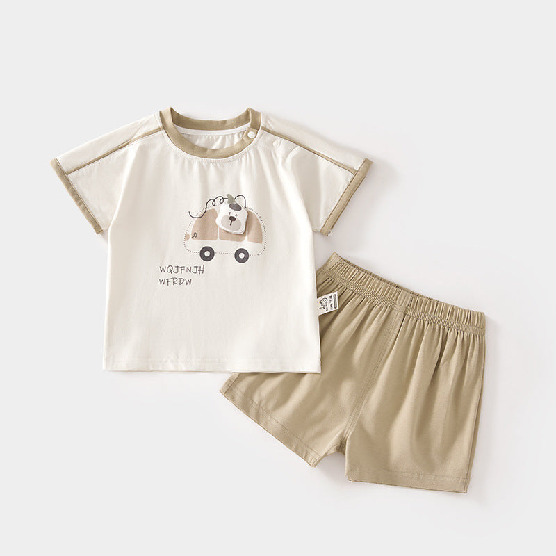 GJ26051408🎈精品質感🎈寶寶短袖T恤套裝家居恤服薄款夏季男女兒童短袖寬鬆寶寶外穿