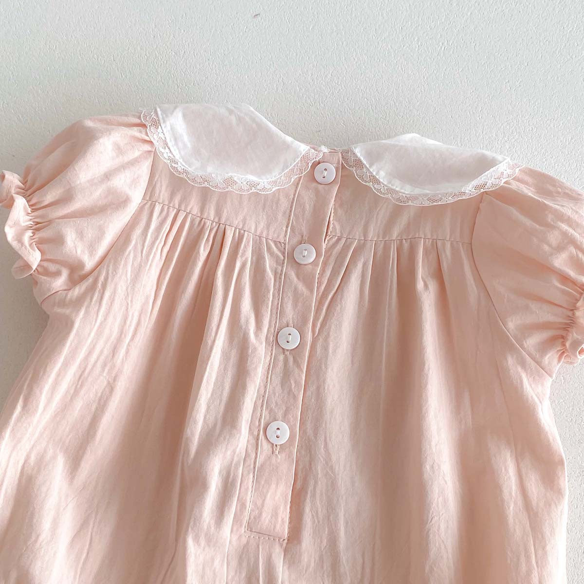 G25051404 ins韓版女寶寶娃繡花公主哈衣薄款女童甜美可愛包屁衣短袖哈衣爬