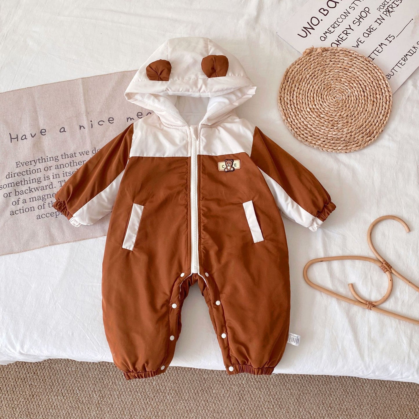 G26010114嬰兒拜年服冬裝長袖保暖男寶寶連身衣過年加絨嬰兒衣幼兒外出服