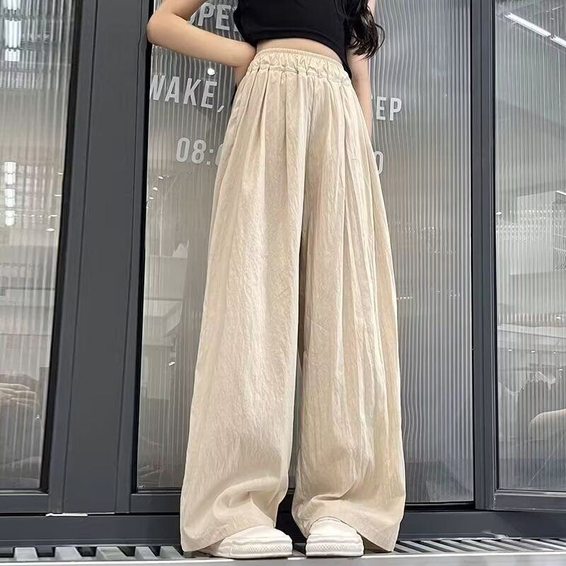 FO26062612女童褲子夏季薄款新款蕾絲邊休閒褲中大童闊腿褲女孩冰絲防蚊褲子