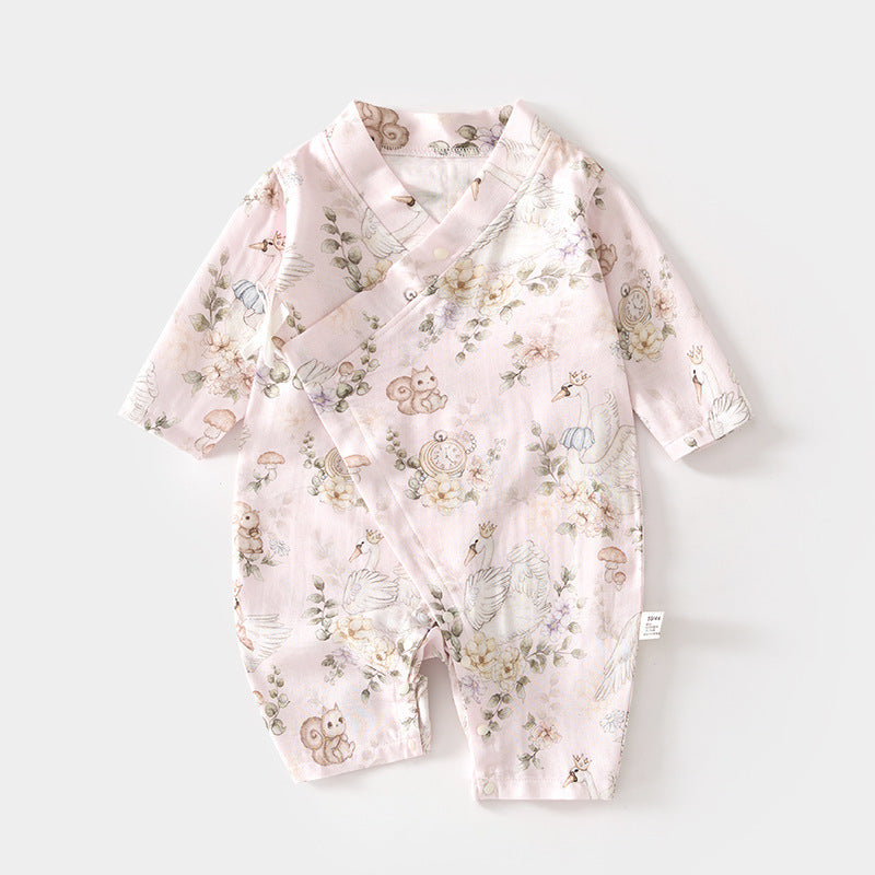 GJ26051410🎈精品質感🎈嬰兒紗布連身衣寶寶夏爬服長袖竹纖維哈衣兒童夏季空調服新生兒