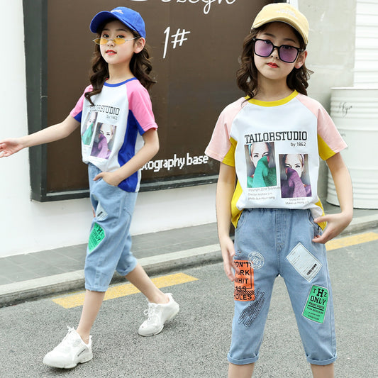 F23040121中大童-新款韓版網紅二件式休閒套裝-夏季