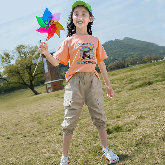 F23040118中大童-新款韓版休閒款二件式休閒套裝-夏季