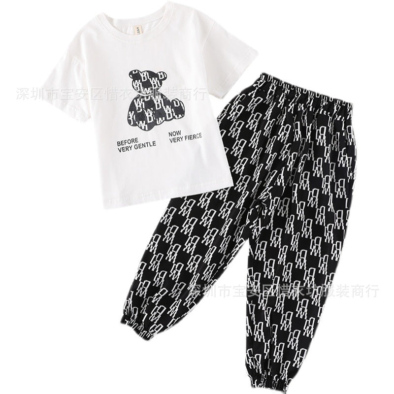A23030914男童純棉短袖冰絲防蚊褲兩件套