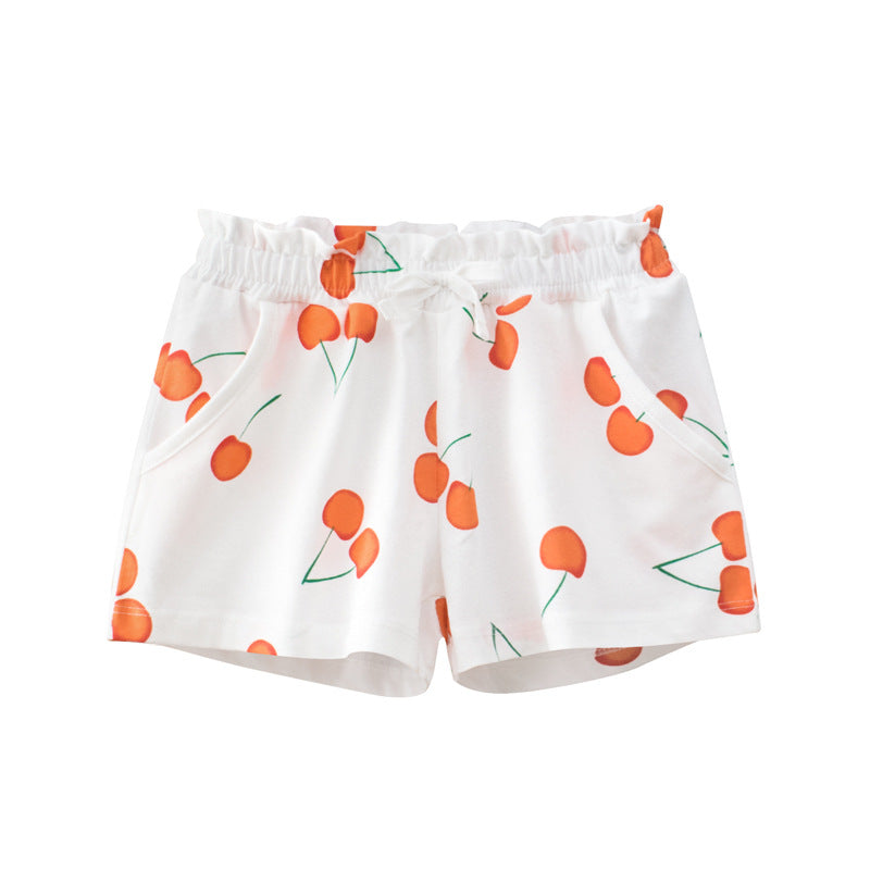 D23041802夏季新款批發時尚女童水果五分褲兒童短褲 -100%純棉